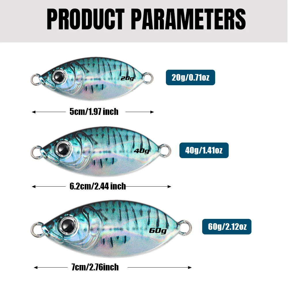 Jig Metálico Slow Pitch JIGGING PRO – Brillo UV para orilla - imagen 4