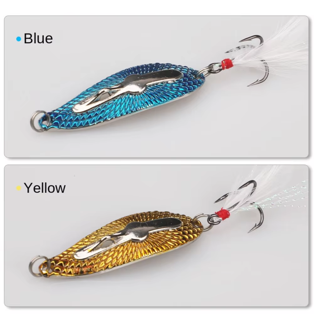 Señuelo de pesca triple con anzuelo, metal oro y plata - imagen 4
