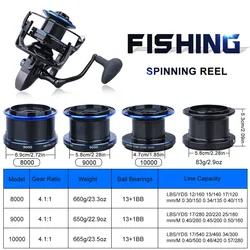 Carrete Spinning Mar Arrastre 25KG 13+1 Rodamientos Tiro Largo