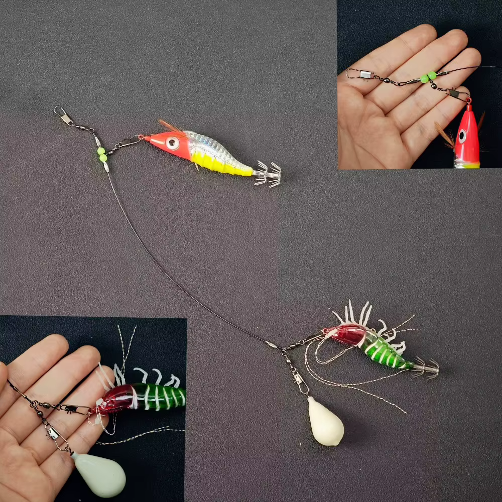 Aparejo para calamar con cuentas luminosas y enganche rápido de 20 cm - imagen 2