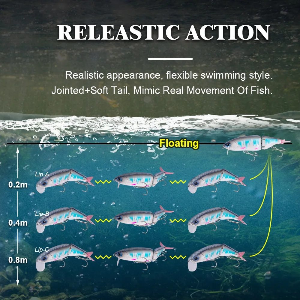 DRT Klash 9 swimbait articulado flotante topwater para lucio - imagen 5