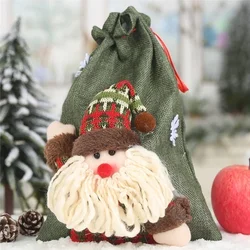 Bolsa de pesca con cordón de lino y estampado manzana