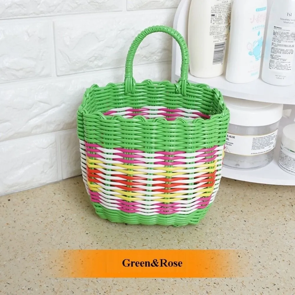 Cesta de mimbre tejida a mano de almacenamiento para picnic jardín - imagen 2