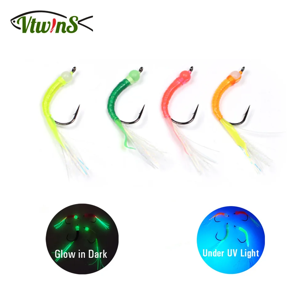 Moscas con cabeza luminosa y acabado de señuelo