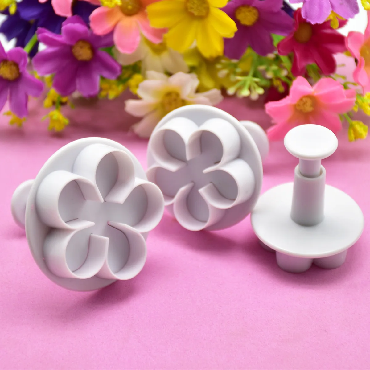 Set 3 herramientas fondant: cortadores de galletas y moldes florales - imagen 4