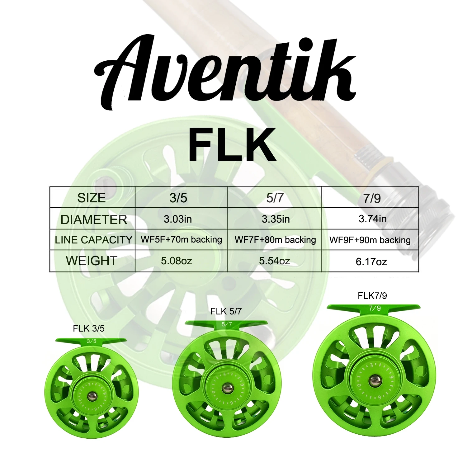 Aventik Carrete de mosca 3/5 a 7/9 – Aluminio mango intercambiable - imagen 2