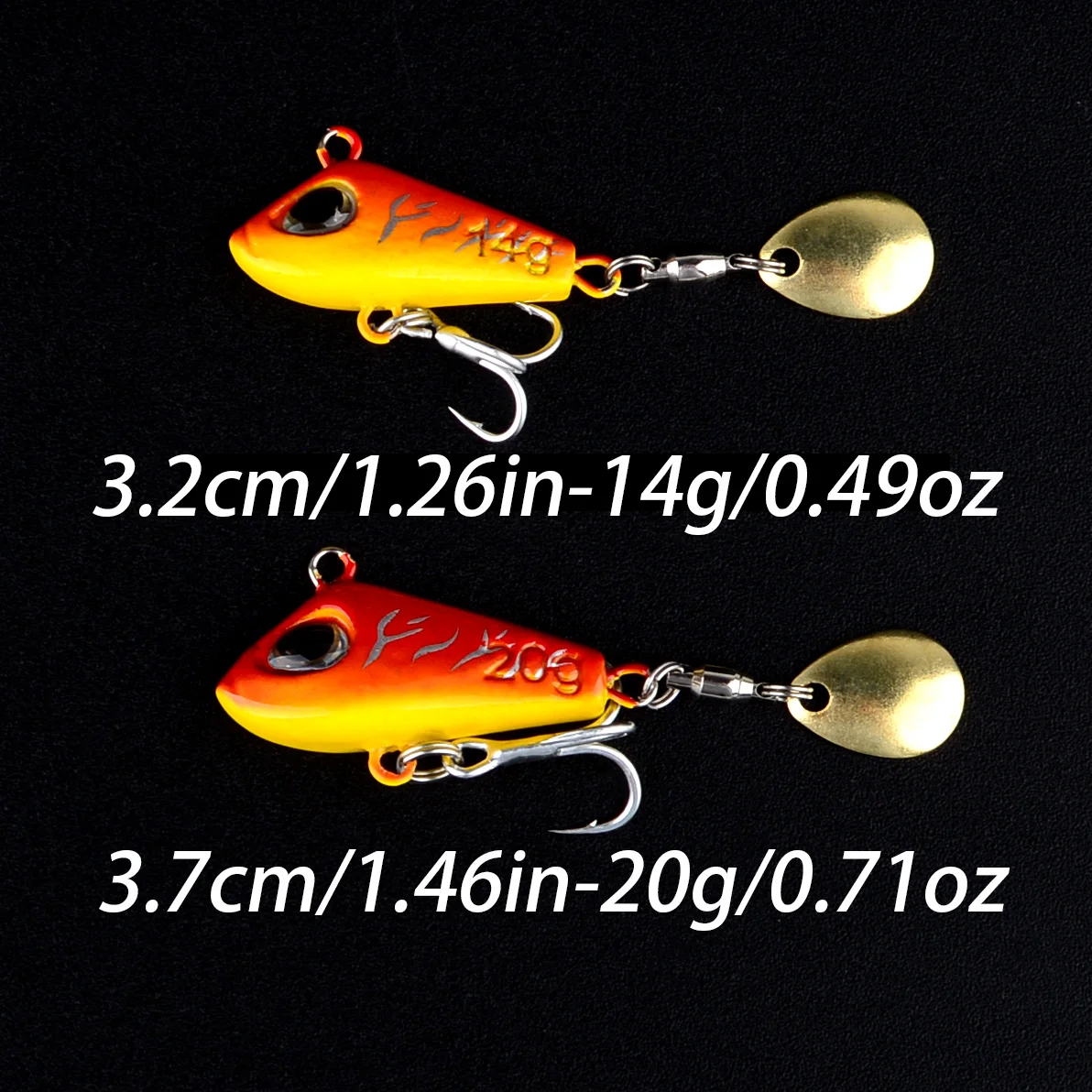 Spinners VIB giratorios Hard Metal para lubina y lucio