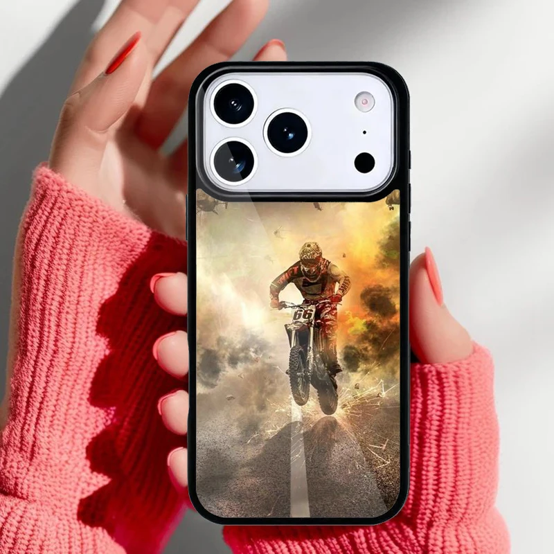Funda iPhone con diseño de motocross vista frontal
