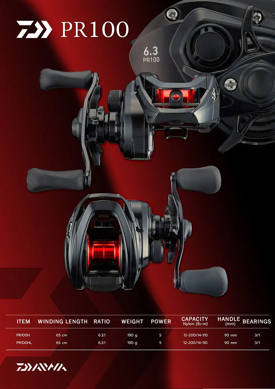 Vista general del carrete DAIWA PR100