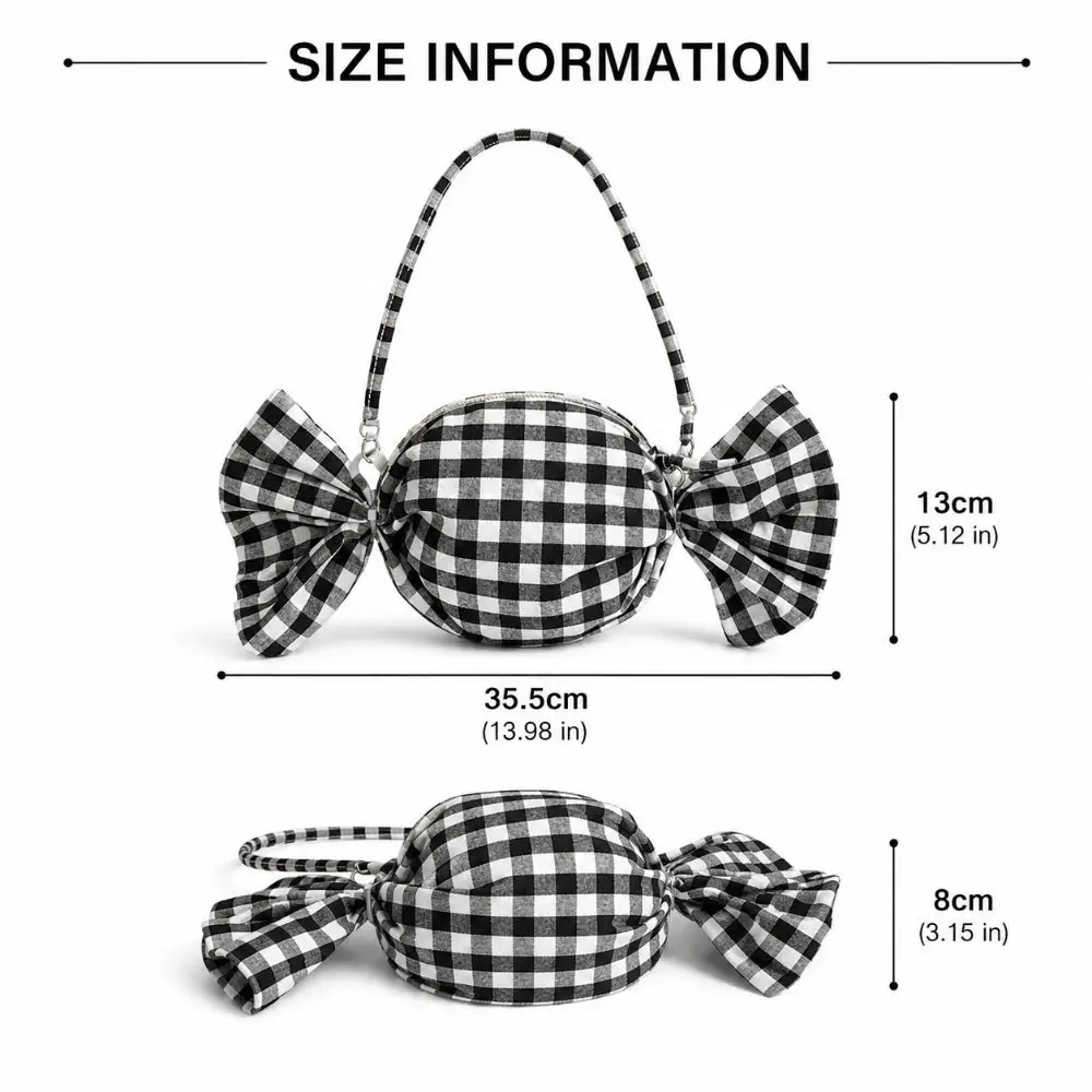 Bolso bandolera mujer con lazo y a cuadros, mini de mano - imagen 5