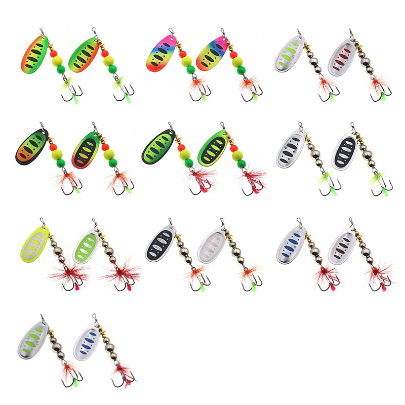 Señuelo giratorio cuchara con anzuelo triple de plumas - imagen 3