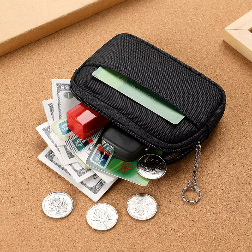 Monedero Tarjetero Resistente con Cierre – Cartera Ligera Portátil