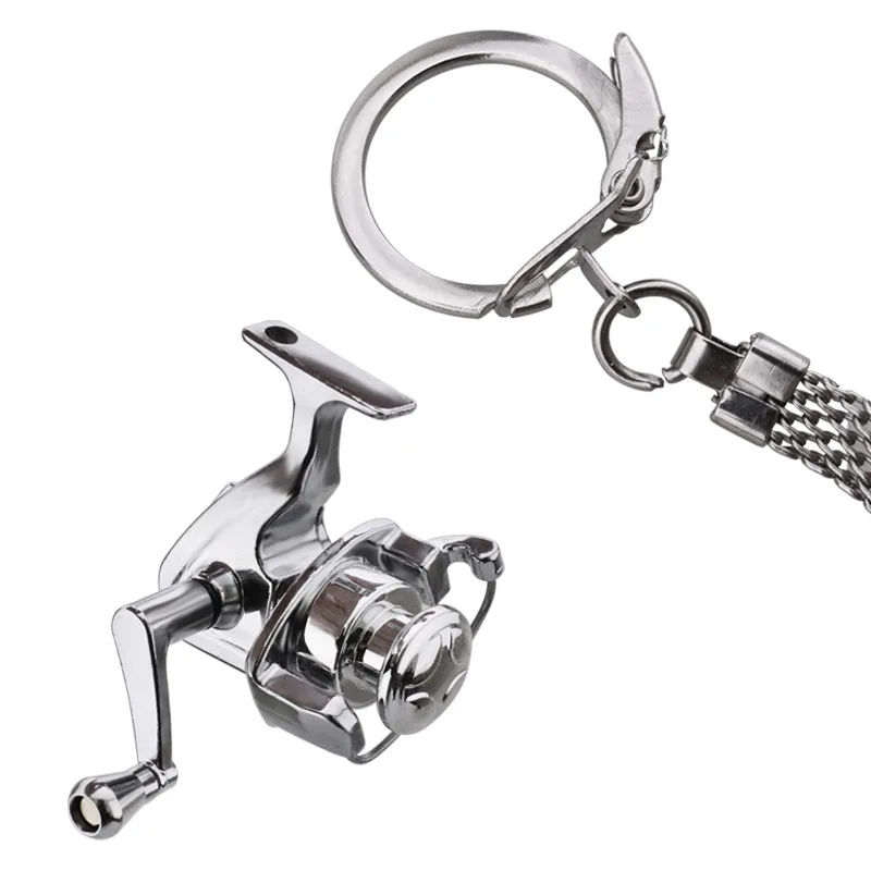 Llavero carrete de pesca metal – Colgante tambor para aparejos - imagen 2
