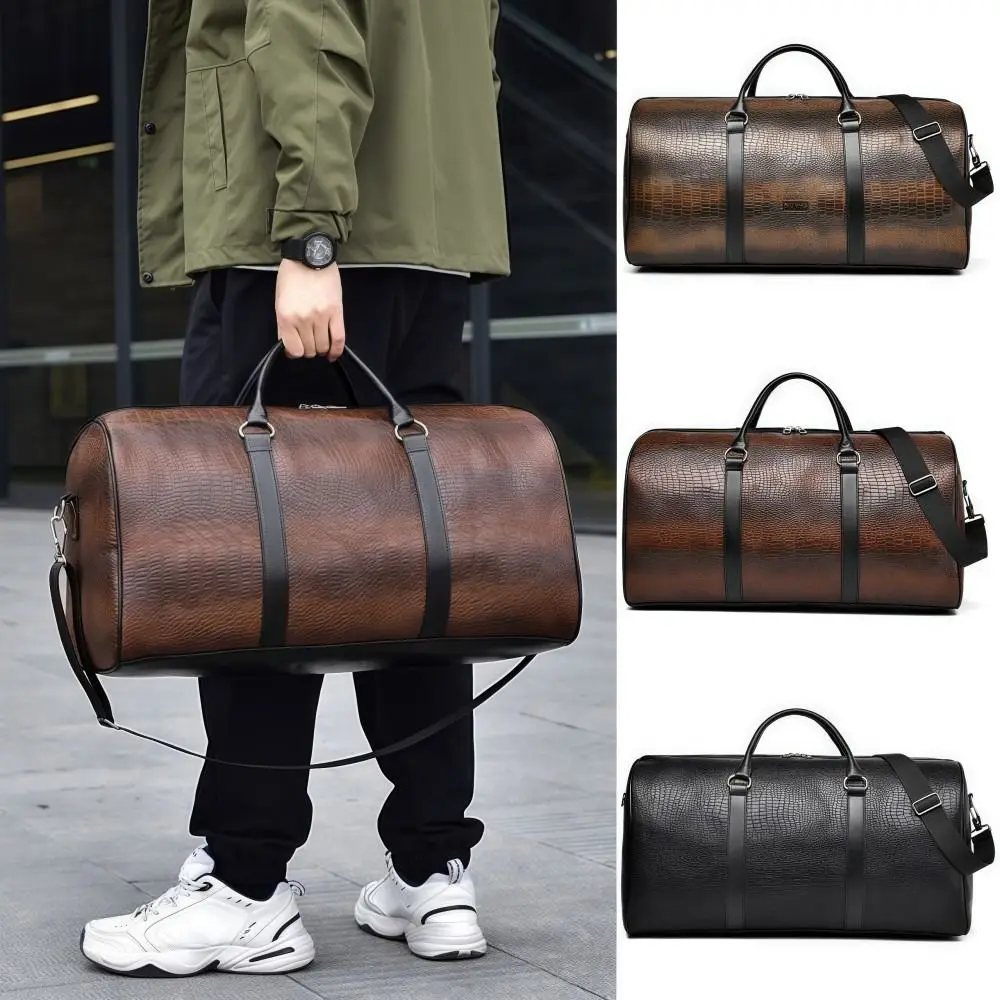 Bolsa de viaje de lona retro con textura cocodrilo y gran capacidad - imagen 4
