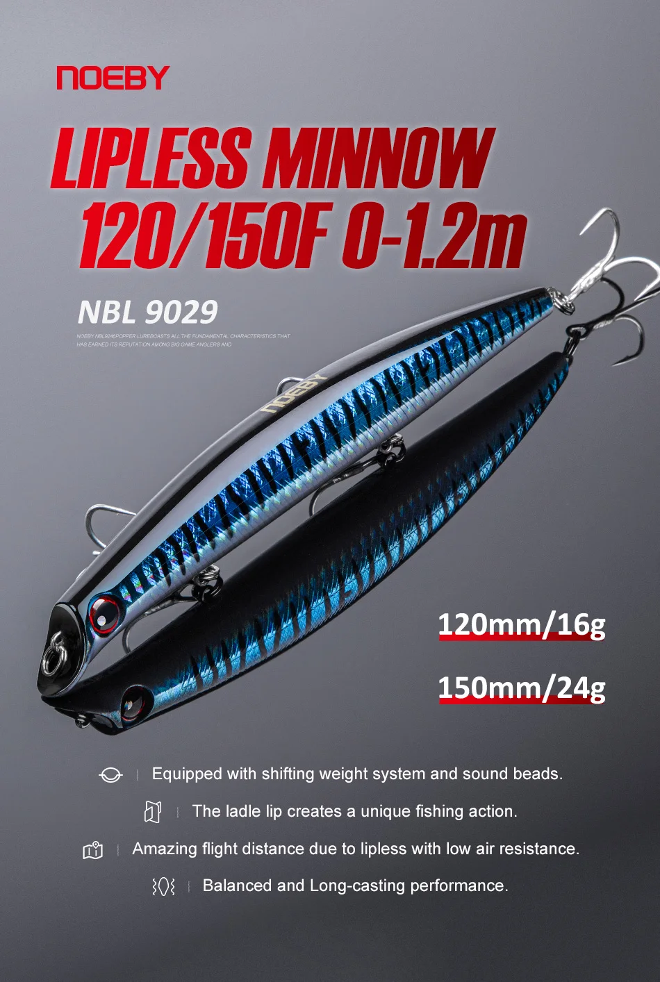 Señuelo NOEBY Sasuke lipless 120mm y 16g
