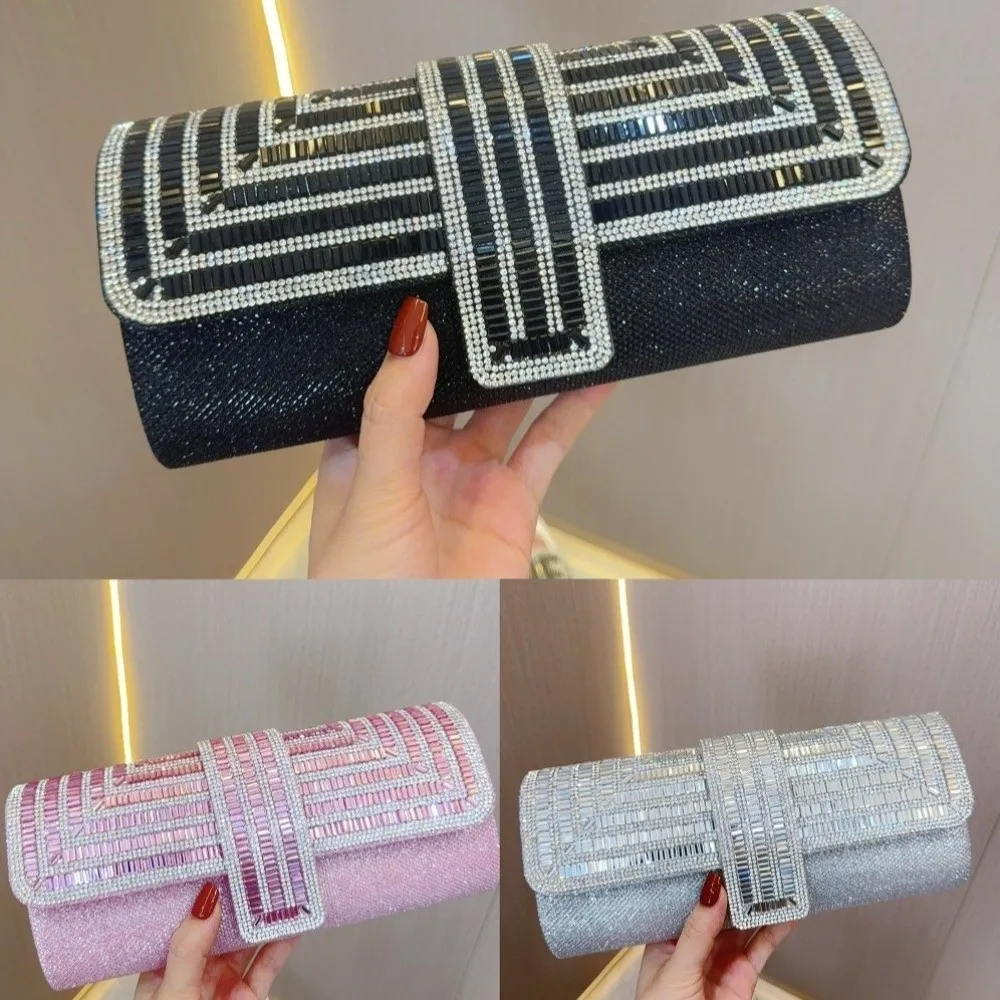Bolso de mano de noche con diamantes tipo bandolera elegante - imagen 3