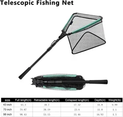 Red de pesca flotante SANLIKE plegable con mango telescópico y goma