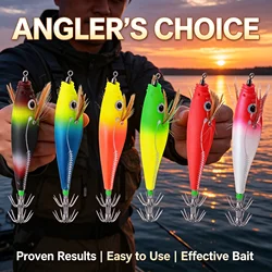 Señuelo duro de calamar luminoso UV para pesca al anochecer