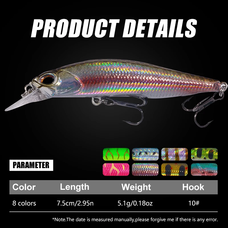 Señuelos Minnow 7.5cm para lubina y trucha - imagen 2