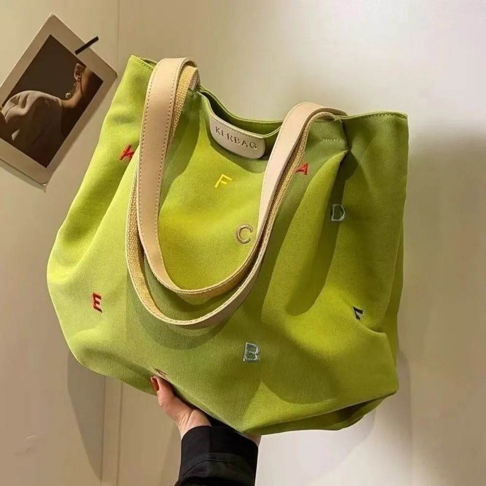 Bolso lona bordado letras grandes de hombro ligero - imagen 3