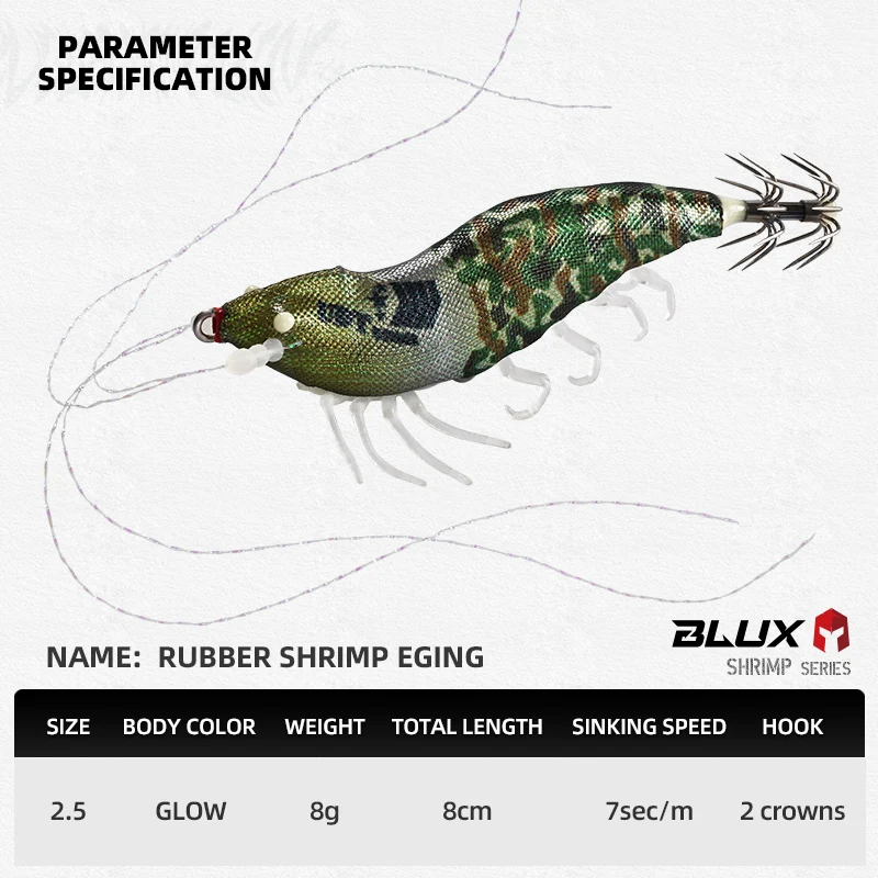 BLUX Wood Shrimp Señuelo Eging con Luz UV – Imitación de Gambas