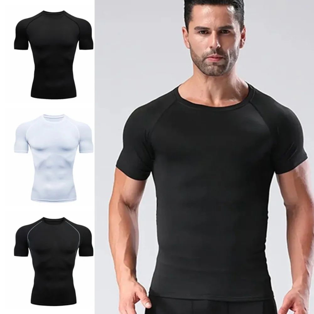 Camiseta de compresión manga corta secado rápido para hombre - imagen 4