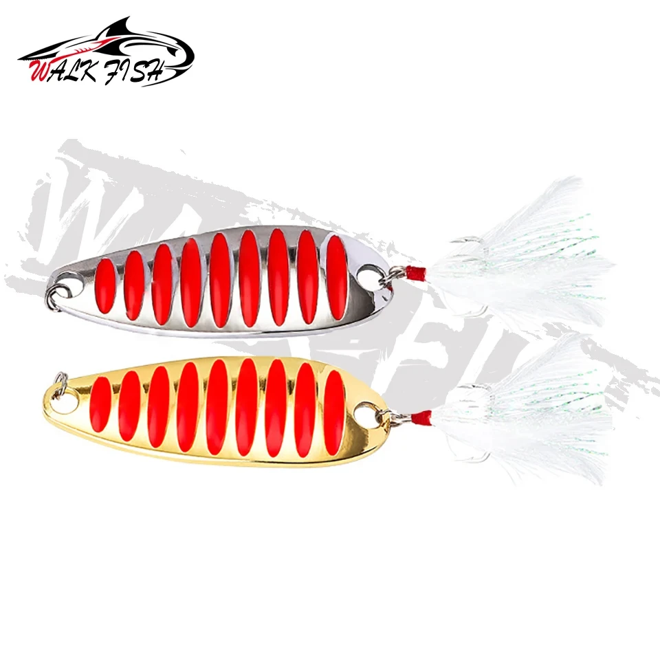 Cuchara de pesca con pluma WALK FISH Oro y Plata - imagen 4