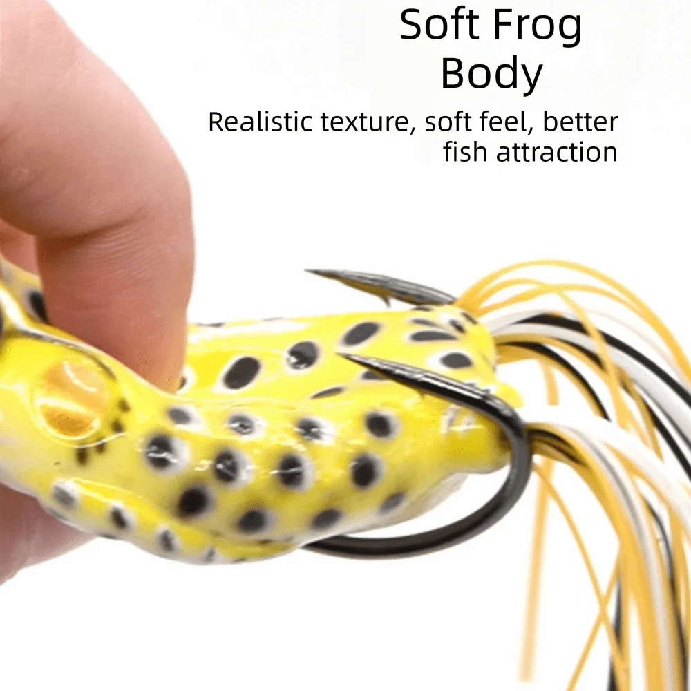 Señuelo de superficie rana 3D con cebo blando y anzuelos