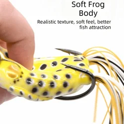 Señuelo de superficie rana 3D con cebo blando y anzuelos
