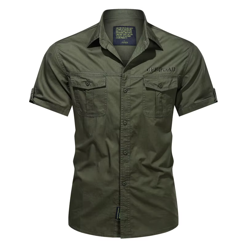 Camisa de Pesca Manga Corta Hombre Algodón Premium Estampado