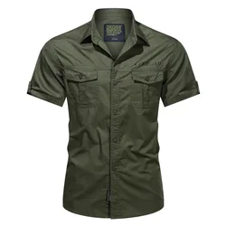 Camisa de Pesca Manga Corta Hombre Algodón Premium Estampado