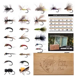 Goture Kit de pesca a mosca con secas, húmedas y ninfas
