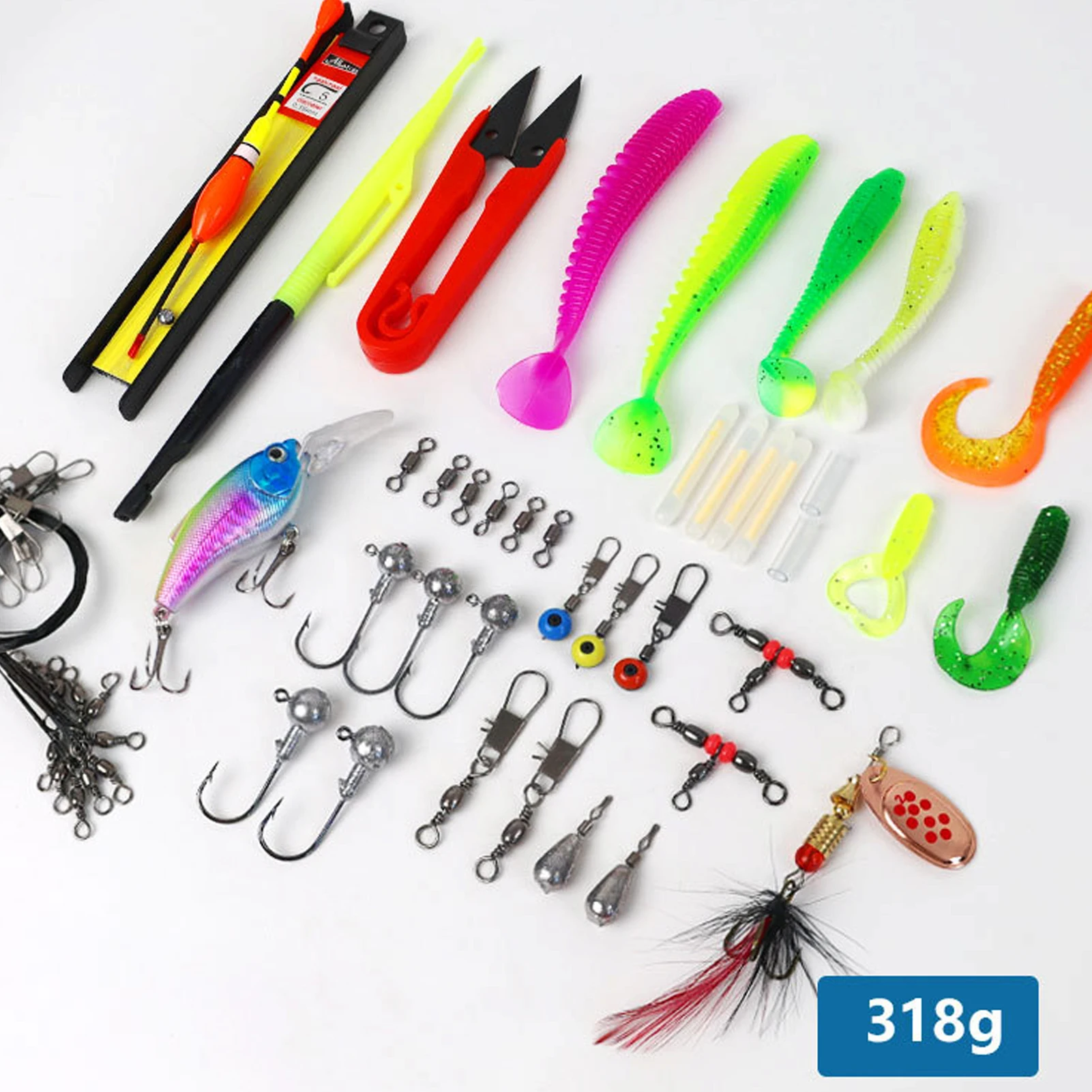 Set de pesca variado con herramientas