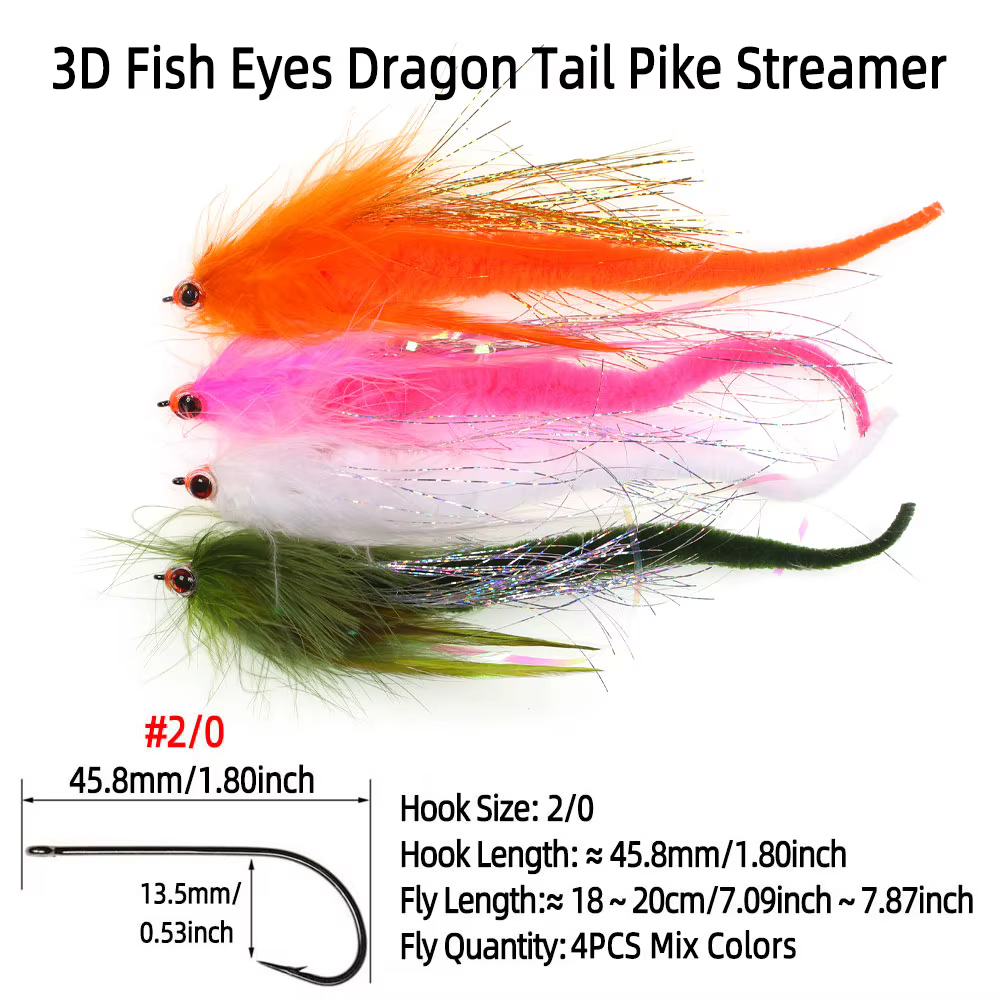 Bimoo 2/0 Streamer Rainbow Zonker para Pike Muskie Bass - imagen 2