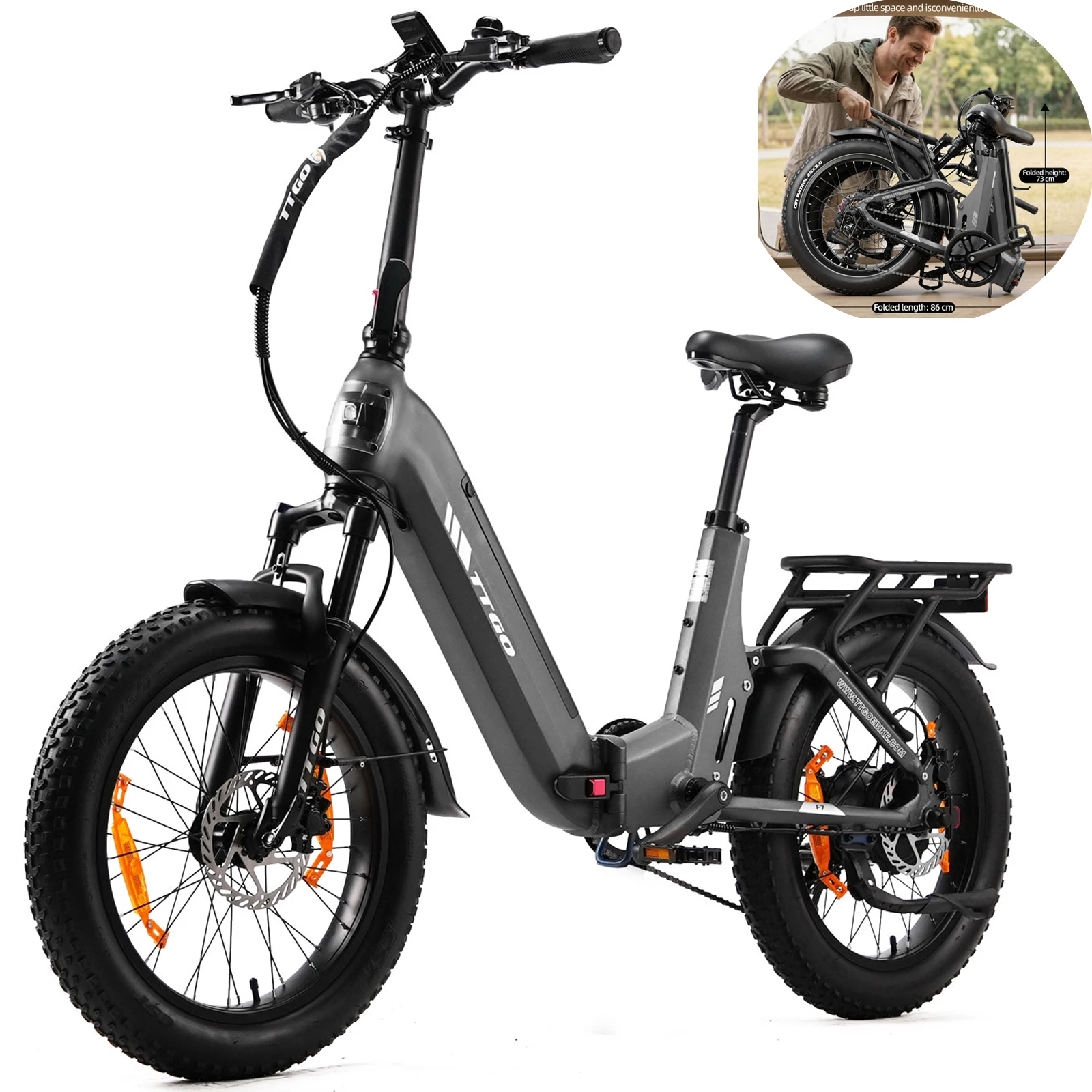Bicicleta eléctrica plegable para adultos con freno hidráulico - imagen 2
