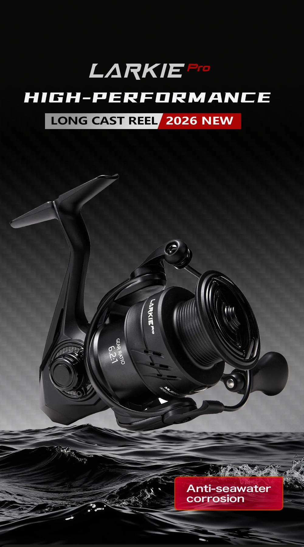 Carrete de spinning LARKIE Pro en uso