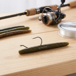 Anzuelos Wacky Rig para lubina anti-enredos de acero carbono