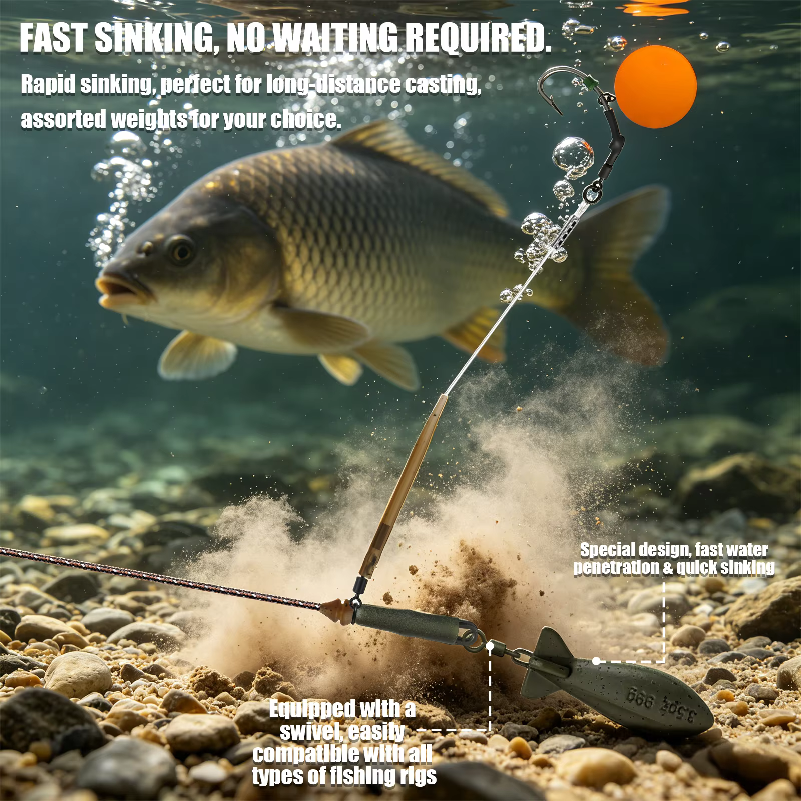Plomos Giratorios Misil para Pesca de Fondo – Juego de 7 Tamaños - imagen 2