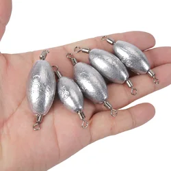 Plomos con anzuelo giratorio oliva y anillo doble para pesca de costa