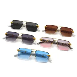 Gafas de sol pesca lujo sin montura cuadradas unisex degradado UV400