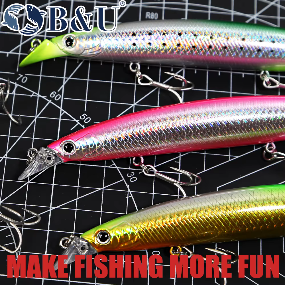 B&U Jerkbait de superficie flotante para pesca en mar y río - imagen 2
