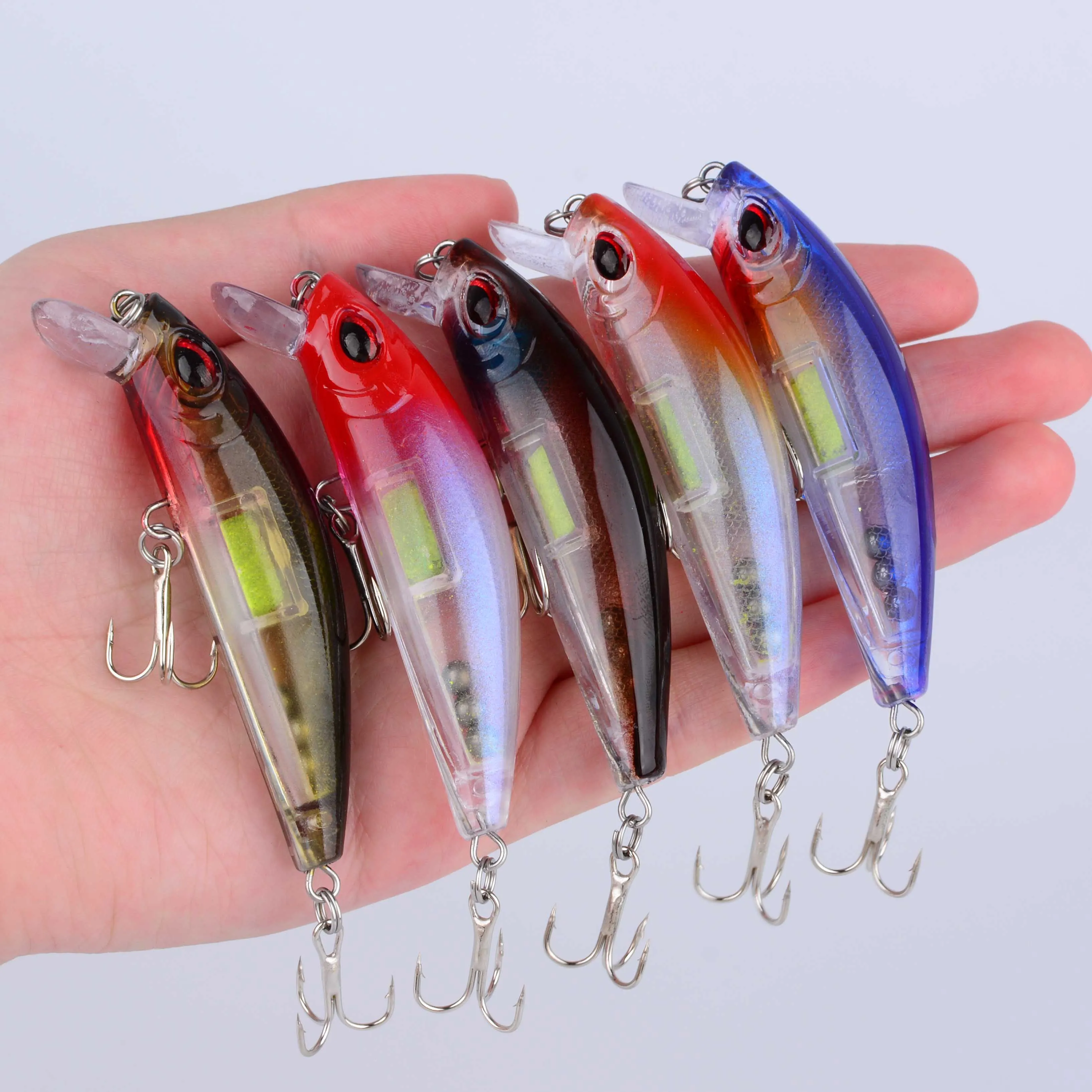 Vista superior del señuelo Minnow con reflejos