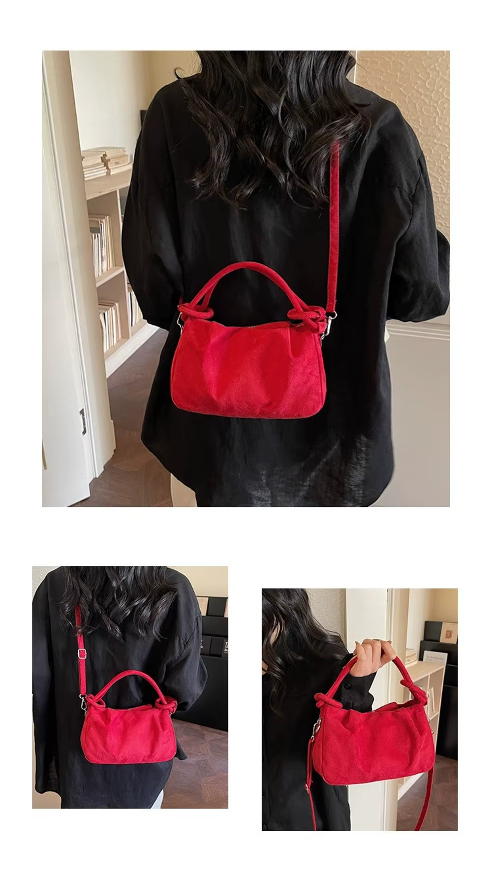 Bolso bandolera casual en color café - vista lateral
