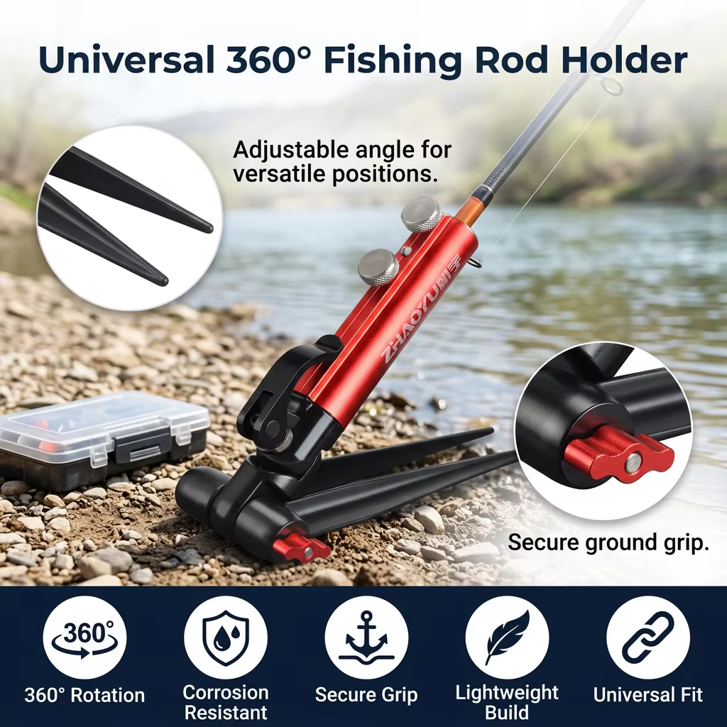 Portacañas de aluminio con giro 360° para pesca desde orilla - imagen 4