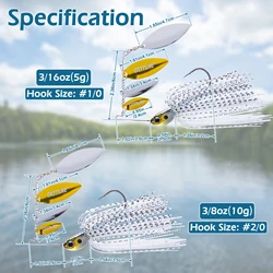 Goture Spinnerbait Willow Blade con falda de silicona y 360°
