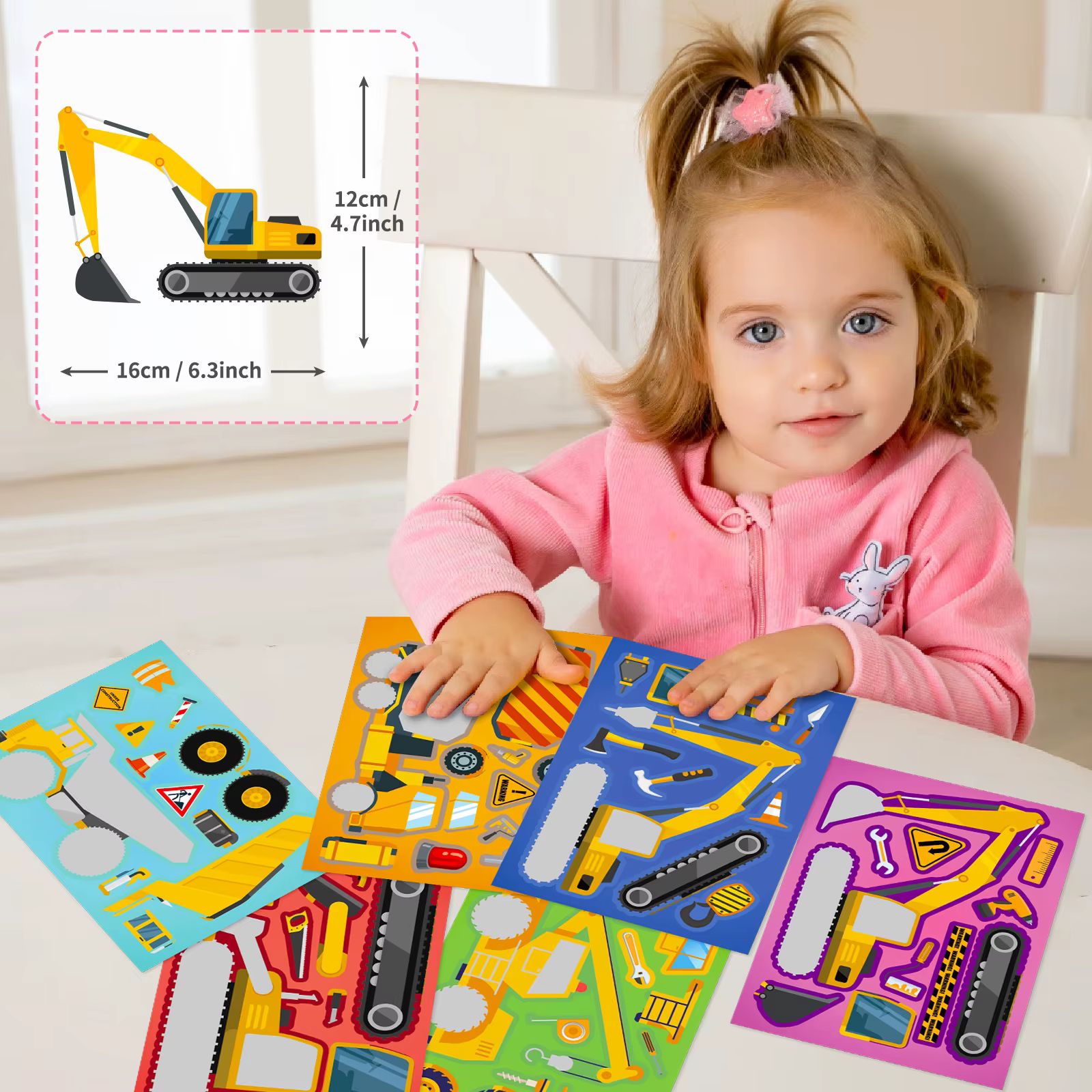 Rompecabezas Infantil Camiones Construcción con Pegatinas - imagen 4