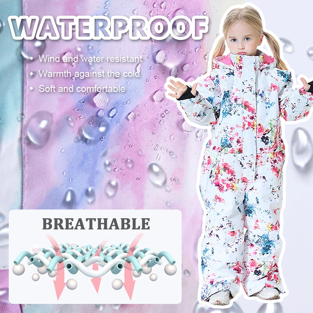 Traje de esquí impermeable y cortaviento para niños: mono una pieza - imagen 3