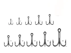 Anzuelo triple vástago corto negro para señuelos y cebos