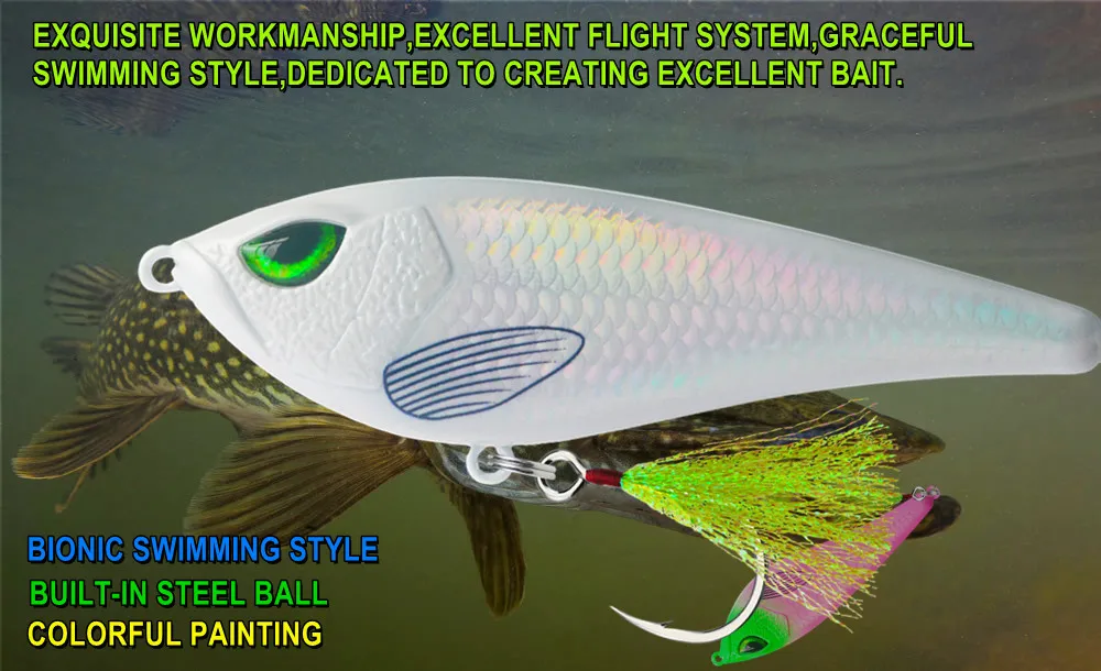 GREENSPIDER jerkbait con acabado realista y anzuelos triples