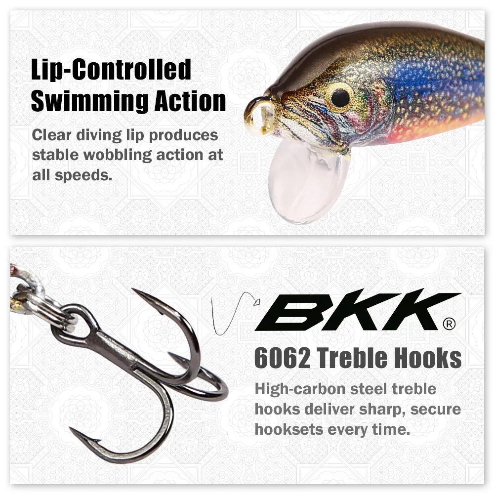 B&U Sinking Minnow para trucha: señuelo duro Jerkbait con anzuelo BKK